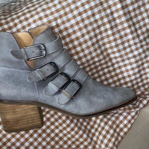 Lucky Brand Gray Leather Ankle Boots